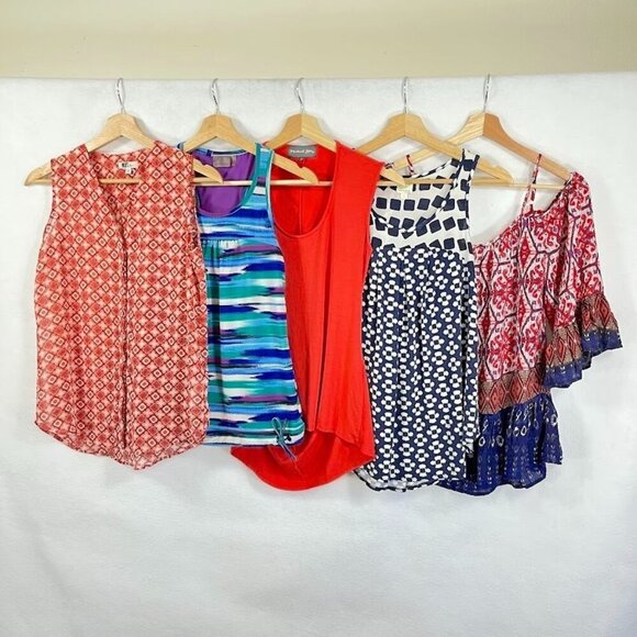 5 Piece Tank Top Bundle Lightweight Summer Beach Vacation Flowy Boho XS - Picture 1 of 13